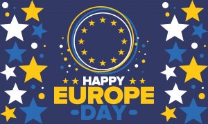 Europe Day. Annual Public Holiday In May. Is The Name Of Two Annual Observance Days – 5 May By The Council Of Europe And 9 May By The European Union. Poster, Card, Banner And Background. Vector